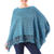 Short cotton poncho, 'Charming Knit in Cerulean' - Short Knit Cotton Poncho in Cerulean from Thailand thumbail