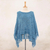 Short cotton poncho, 'Charming Knit in Cerulean' - Short Knit Cotton Poncho in Cerulean from Thailand (image 2d) thumbail