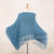 Short cotton poncho, 'Charming Knit in Cerulean' - Short Knit Cotton Poncho in Cerulean from Thailand (image 2g) thumbail