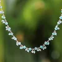 Gold-plated apatite link necklace, 'Arctic Dream' - Gold-Plated Apatite Charm Necklace from Thailand