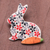 Ceramic brooch pin, 'Rabbit and Carrot' - Floral Ceramic Rabbit Brooch Pin from Thailand thumbail