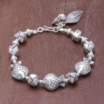 Silver beaded bracelet, Natural Cycle