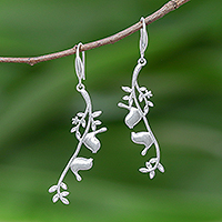 Sterling silver dangle earrings, 'Twin Birds' - Twin Bird Sterling Silver Dangle Earrings from Thailand