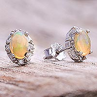 Opal stud earrings, Bright Ovals