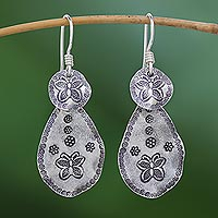 Silver dangle earrings, 'Original Butterfly' - Butterfly Motif Karen Silver Dangle Earrings from Thailand