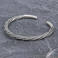 Sterling silver cuff bracelet, 'Mountain Winds' - Geometric Sterling Silver Cuff Bracelet from Thailand