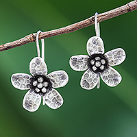 Silver drop earrings, 'Dappled Daisy' - Karen Hill Tribe Silver Daisy Flower Drop Earrings