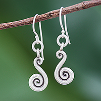 Silver dangle earrings, 'Serpentine Swirl' - Karen Hill Tribe Silver Serpentine Dangle Earrings