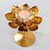 Steel tealight candleholder, 'Lotus Blossom Pedestal' (6 inch) - Thai Golden Lotus Tealight Holder on a Pedestal (6 inch) thumbail