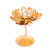 Steel tealight candleholder, 'Lotus Blossom Pedestal' (6 inch) - Thai Golden Lotus Tealight Holder on a Pedestal (6 inch) (image 2d) thumbail