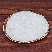 Ceramic plate, 'Natural Appeal' - Earth Toned Brown and White Ceramic Plate