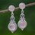 Rose quartz dangle earrings, 'Moon at Dawn' - Thai Rose Quartz and Sterling Silver Dangle Earrings thumbail