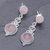 Rose quartz dangle earrings, 'Moon at Dawn' - Thai Rose Quartz and Sterling Silver Dangle Earrings (image 2b) thumbail