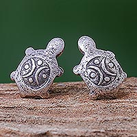 Silver stud earrings, 'Thai Turtles' - Cute 950 Silver Turtle Stud Earrings