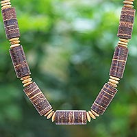 Coconut shell beaded necklace, 'Coconut Dreams' - Thai Handmade Coconut Shell Beaded Necklace