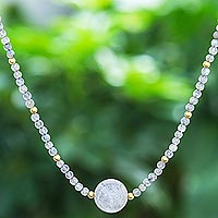 Labradorite beaded pendant necklace, 'Precious Orb' - Artisan Made Labradorite Beaded Pendant Necklace