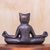 Brass sculpture, 'Full Lotus Cat Yoga' - Hand Cast Brass Yoga Themed Cat Sculpture (image 2b) thumbail