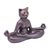 Brass sculpture, 'Full Lotus Cat Yoga' - Hand Cast Brass Yoga Themed Cat Sculpture (image 2c) thumbail