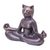 Brass sculpture, 'Full Lotus Cat Yoga' - Hand Cast Brass Yoga Themed Cat Sculpture (image 2d) thumbail