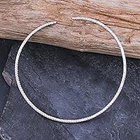 Silver collar necklace, 'Unbreakable Bond' - Artisan Made Woven Silver Collar Necklace from Thailand