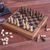 Travel chess and backgammon set, 'Two for One' - Handmade Raintree Wood Chess and Backgammon Game thumbail