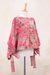 Hand-printed cotton poncho, 'Spring Botanicals' - Hand-Printed Floral Motif Cotton Poncho (image 2e) thumbail