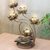 Steel tealight holder, 'Lotus Ceremony' - Hand Made Steel and Glass Lotus Tealight Holder thumbail