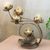 Steel tealight holder, 'Lotus Ceremony' - Hand Made Steel and Glass Lotus Tealight Holder (image 2b) thumbail