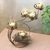 Steel tealight holder, 'Lotus Ceremony' - Hand Made Steel and Glass Lotus Tealight Holder (image 2c) thumbail
