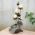 Steel tealight holder, 'Lotus Harmony' - Antiqued Steel and Glass Lotus Flower Tealight Holder thumbail