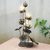 Steel tealight holder, 'Lotus Harmony' - Antiqued Steel and Glass Lotus Flower Tealight Holder (image 2b) thumbail