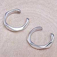 Sterling silver ear cuffs, 'Silver Day' - Artisan Made Sterling Silver Ear Cuffs