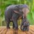 Teak wood sculpture, 'Love Forever' - Hand Painted Teak Wood Elephant Sculpture thumbail