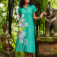 Hand Made Cotton Batik Cheongsam Dress,'Lovely Jade'