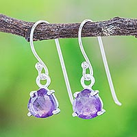 Amethyst dangle earrings, Free Love in Purple