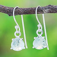 Prehnite dangle earrings, Free Love in Ice Blue