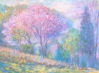 'Thailand Cherry Blossom' - Cherry Blossom Oil Painting on Canvas