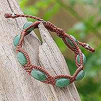 Aventurine beaded macrame bracelet, 'Boho Jungle in Brown' - Hand Knotted Aventurine Macrame Bracelet