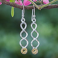 Citrine dangle earrings, 'Champagne Surprise in Yellow' - Handmade Citrine and Sterling Silver Dangle Earrings