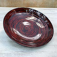 Lacquered bamboo plate Hypnotic Vision Thailand