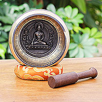 Brass alloy singing bowl set, 'Buddha's Voice' (3 pieces) - Metal Buddhist Singing Bowl (3 Piece Set)