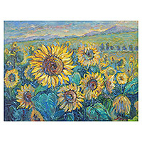 'The Sunflower When Rising' (2016) - Floral Impressionistic Painting from Thailand
