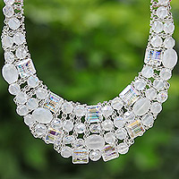 Glass beaded choker necklace, 'Crystallized Nights' - Glass Beaded Choker Necklace from Thailand