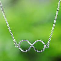Sterling silver pendant necklace, 'Infinite Charm' - Sterling Silver Infinity Pendant Necklace Made in Thailand