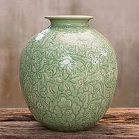 Celadon ceramic vase,