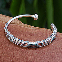Silver cuff bracelet, 'Legacy & Luxury' - Hill Tribe-Themed Silver Cuff Bracelet from Thailand