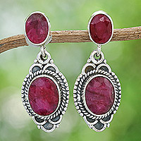 Sillimanite dangle earrings, 'Antique Sweetness' - Classic 5-Carat Pink Sillimanite Dangle Earrings