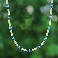 Multi-gemstone beaded necklace, 'Green Spells' - Lemon Quartz, Jasper and Howlite Beaded Necklace