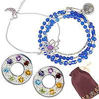 Curated gift set, 'Harmony in Color' - Multi-Gemstone Traditional Thai Jewelry Curated Gift Set