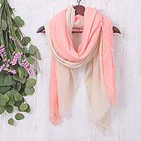 Cotton scarves, 'Pink Destiny' (set of 2) - Set of 2 Lightweight Cotton Scarves in Blush and Flamingo